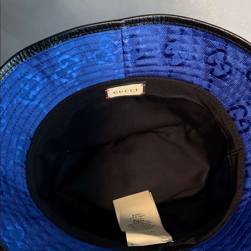 Gucci Royal Blue Bucket Hat with Black Patch - Picture 10 of 16